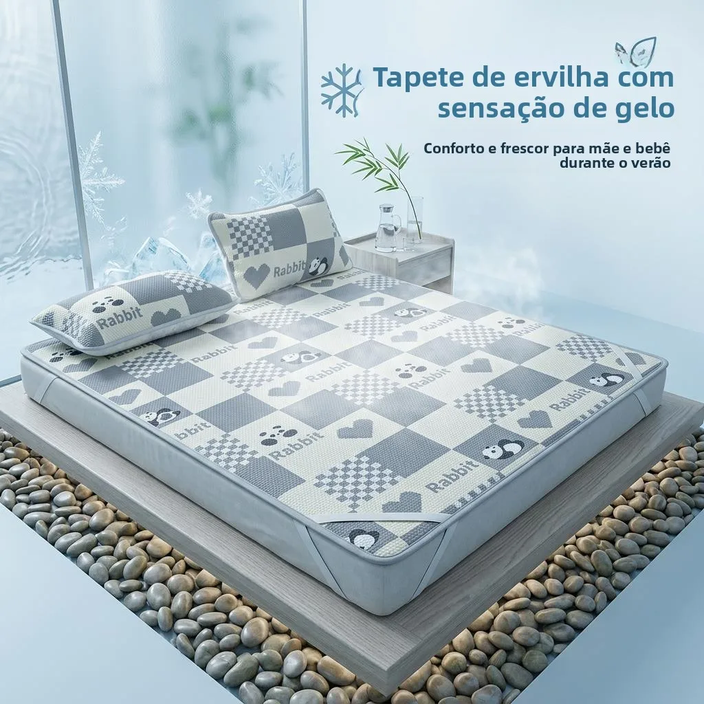 natural-latex-ice-silk-cooling-mat-summer-new-arrival-student-dormitory-mattress-three-piece-set-cool-bean-bean-cooling-mat
