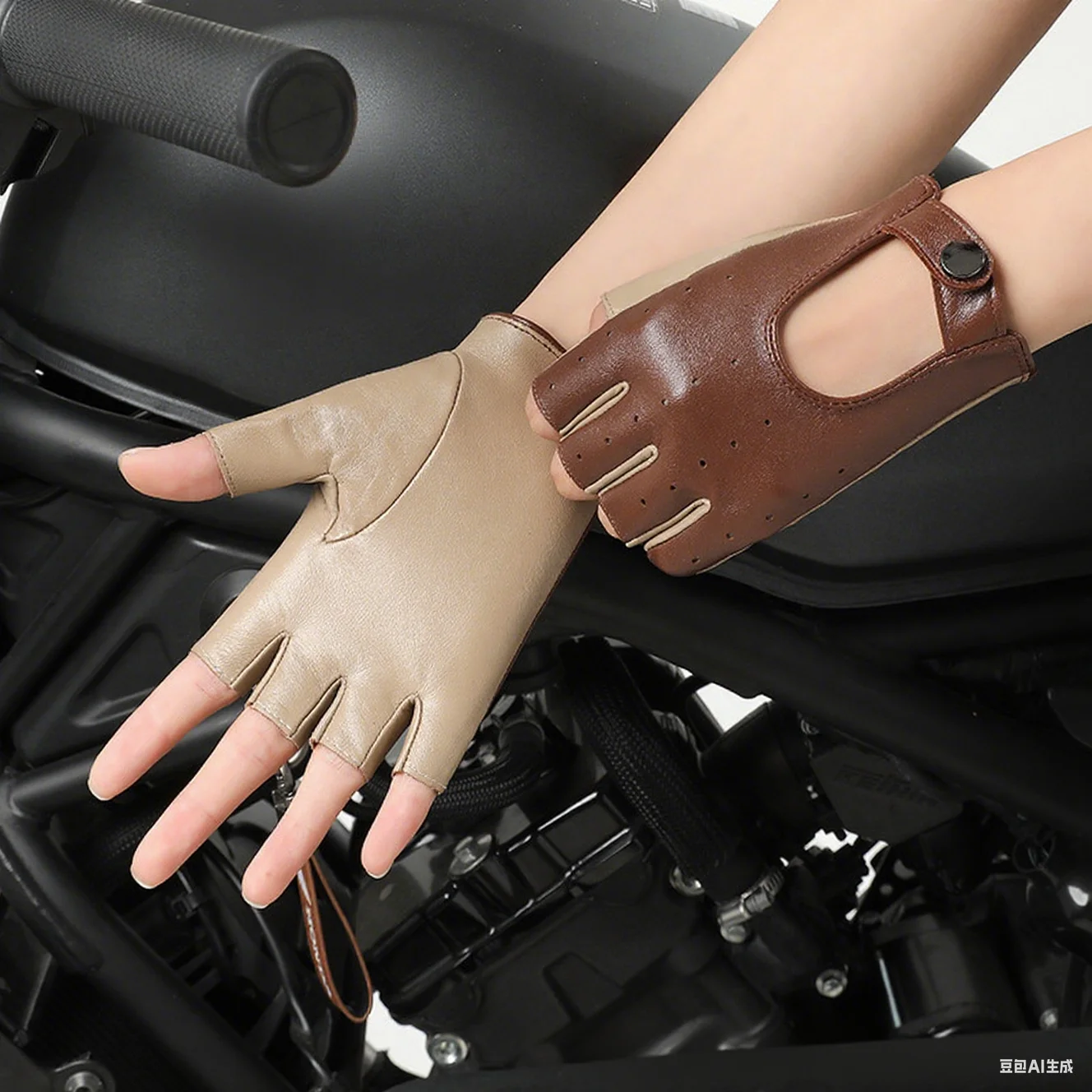 

Перчатки из натуральной овчины, женские тонкие перчатки из натуральной кожи с половиной пальца, женские короткие перчатки для вождения мотоцикла R2866