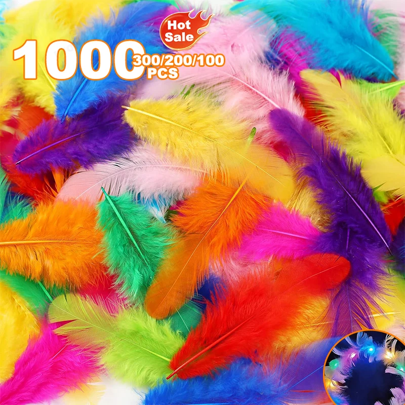 Colorful Feather Craft Feather Rainbow Color Children's Feather Handmade Wedding DIY Decoration Feather 3-5 Inch