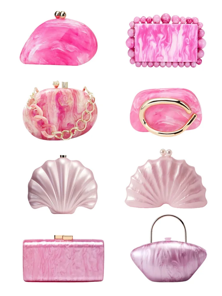 

Portable Dinner Bag New Style Rose Pink Clutch Bag for Women Key Mobile Phone Storage Handbag Birthday Gift Casual Bag