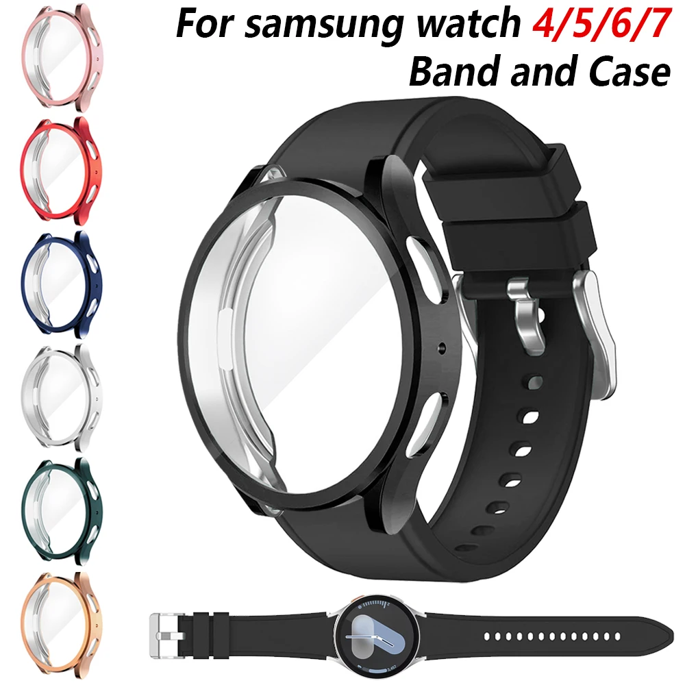 Strap+Protective Casefor Samsung Galaxy Watch 4/5/6 40mm 44mm Soft TPU Cover+Bracelet for Galaxy Watch 6 Classic 43mm 47mm Strap