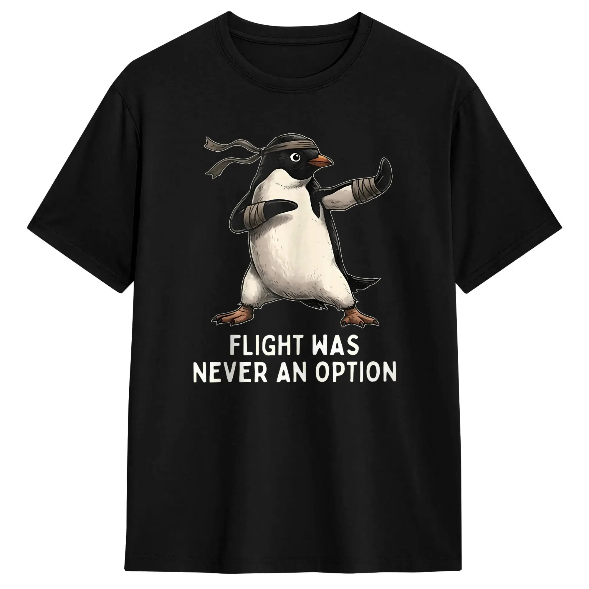 Flight was Never an Option Penguin T Shirt Summer  Trending T-Shirts 100% Cotton O Neck Oversized Clothing Short-Sleeve Tops