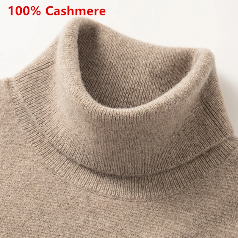 

100% Cashmere Wool Men's Turtleneck Knit Sweater 2023 Autumn Winter High Collar Warm Jumper Men Turtle Neck Knitted Pullover