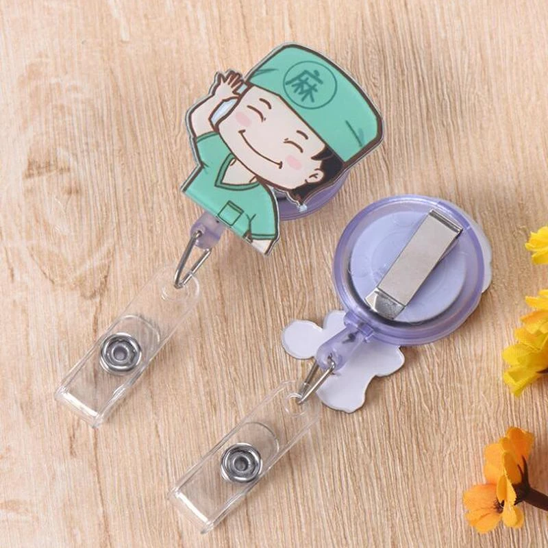 1pc Retractable Badge Reel ID Tag Working Permit Pass Bus Work Name Card Clips Badge Holder Reel Accessories