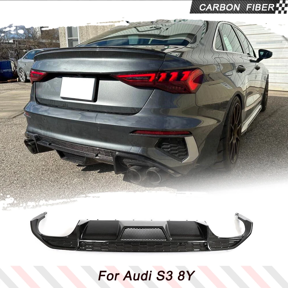 

Задний бампер из углеродного волокна, диффузор для Audi S3 8Y Sedan 4-дверный 2021 2022, автомобильный задний диффузор, защита для губ, комплекты задней кузова
