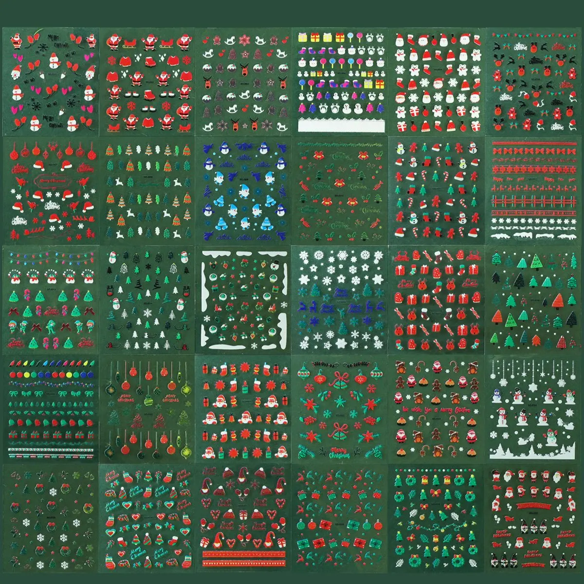 30 ورقة عيد الميلاد مسمار الفن ملصقات جو عيد الميلاد الشتاء البلاستيك ملصقات الزخرفية ذاتية اللصق، تتميز رقاقات الثلج #4