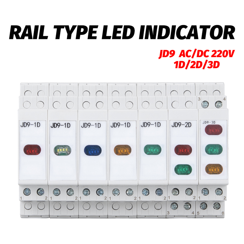  JD9 Din Rail Mount LED Modular Signal Lamp Multi-Color Red Green Yellow Blue RG RGY AC 220V-240V Industrial Indicator Light