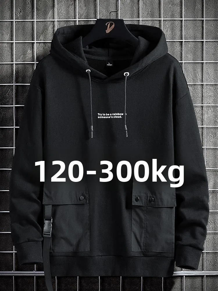 

Spirit Men's Loose Fit Long Sve Hoodie Spring Autumn plus Size Big Man's T-irt Casual Wear Comfortable Polyester