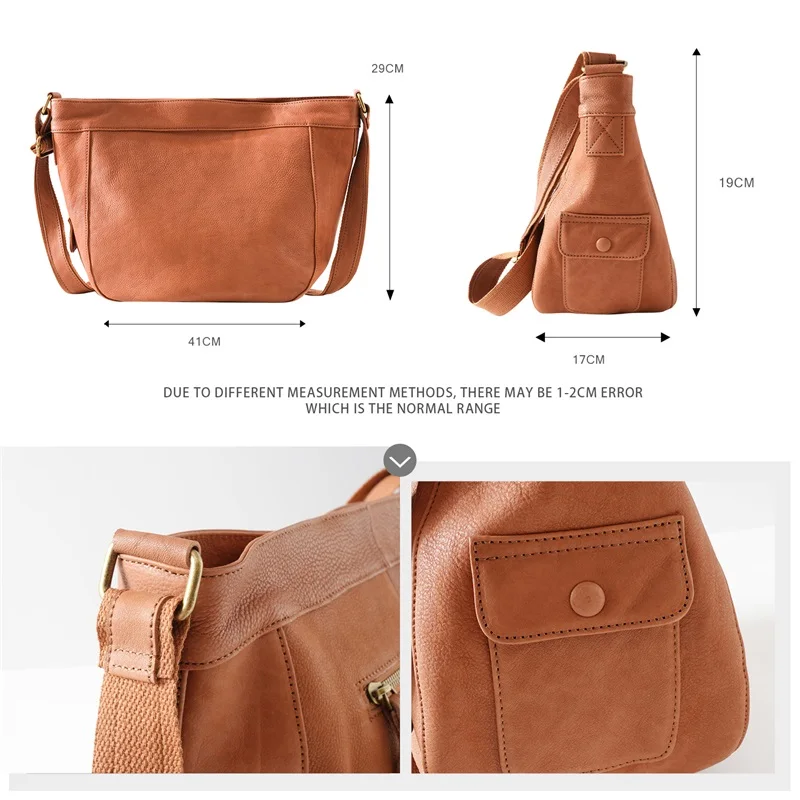 ANGENGRUI Genuine Leather Tote Bag for Women Leisure High-capacity Shoulder Bag First Layer Cowhide Crossbody Bag Shopping Bag