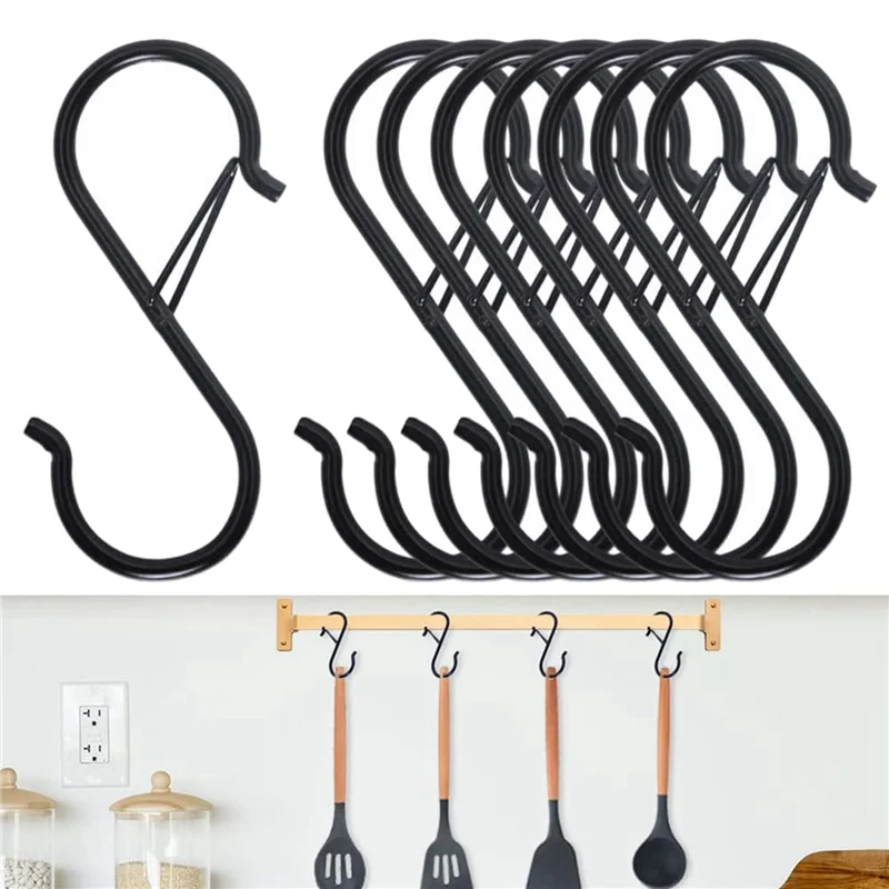 

48PCS S Hooks For Hanging - S Shaped Hooks For Kitchen Utensil And Closet Rod - Black S Hooks For Hanging Plants,Pots-ABQU
