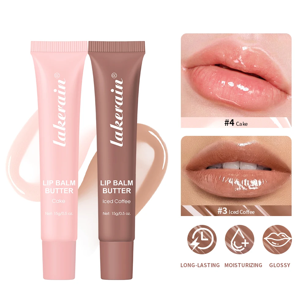 Lakerain bálsamo labial de mantequilla de verano reparación hidratante café helado vainilla brillo de labios lápiz labial teñido