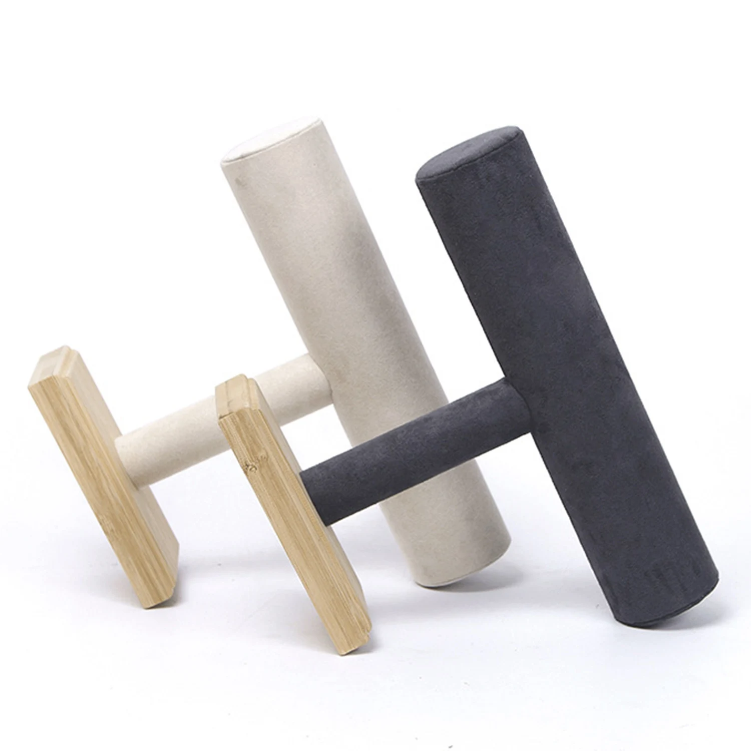 T-Förmigen Holz Basis Halskette Armband Schmuck Display Rack Uhr Schmuck Lagerung Rack Display Prop Schmuck Rack Dunkelgrau