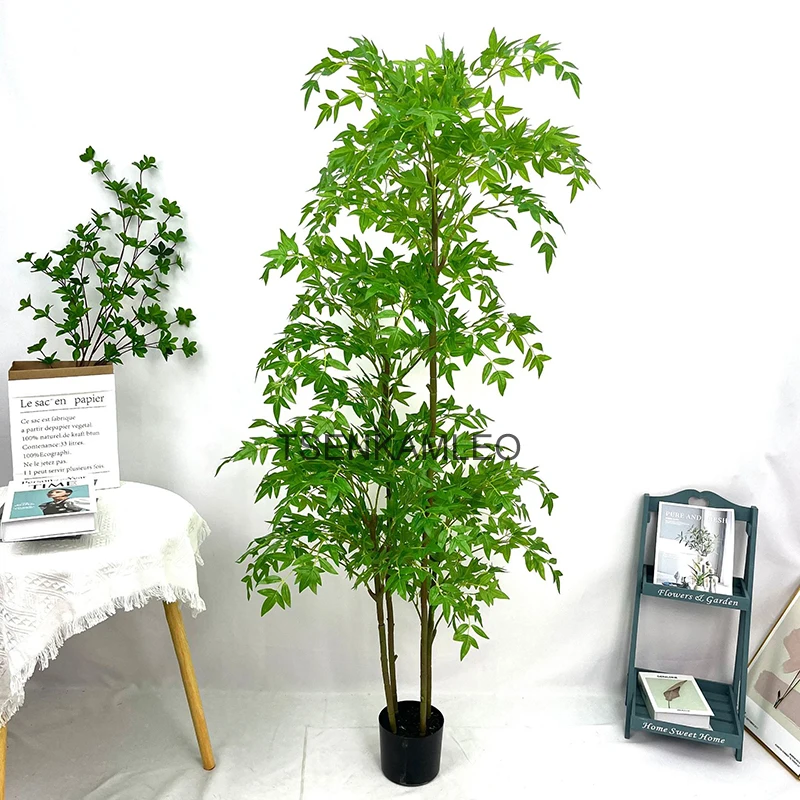 Large Fake Plants Artificial Nandina Plants Tropical Palm Tree Fake Bamboo Tree Plastic Leaves Big Plants for Home Shop Decor