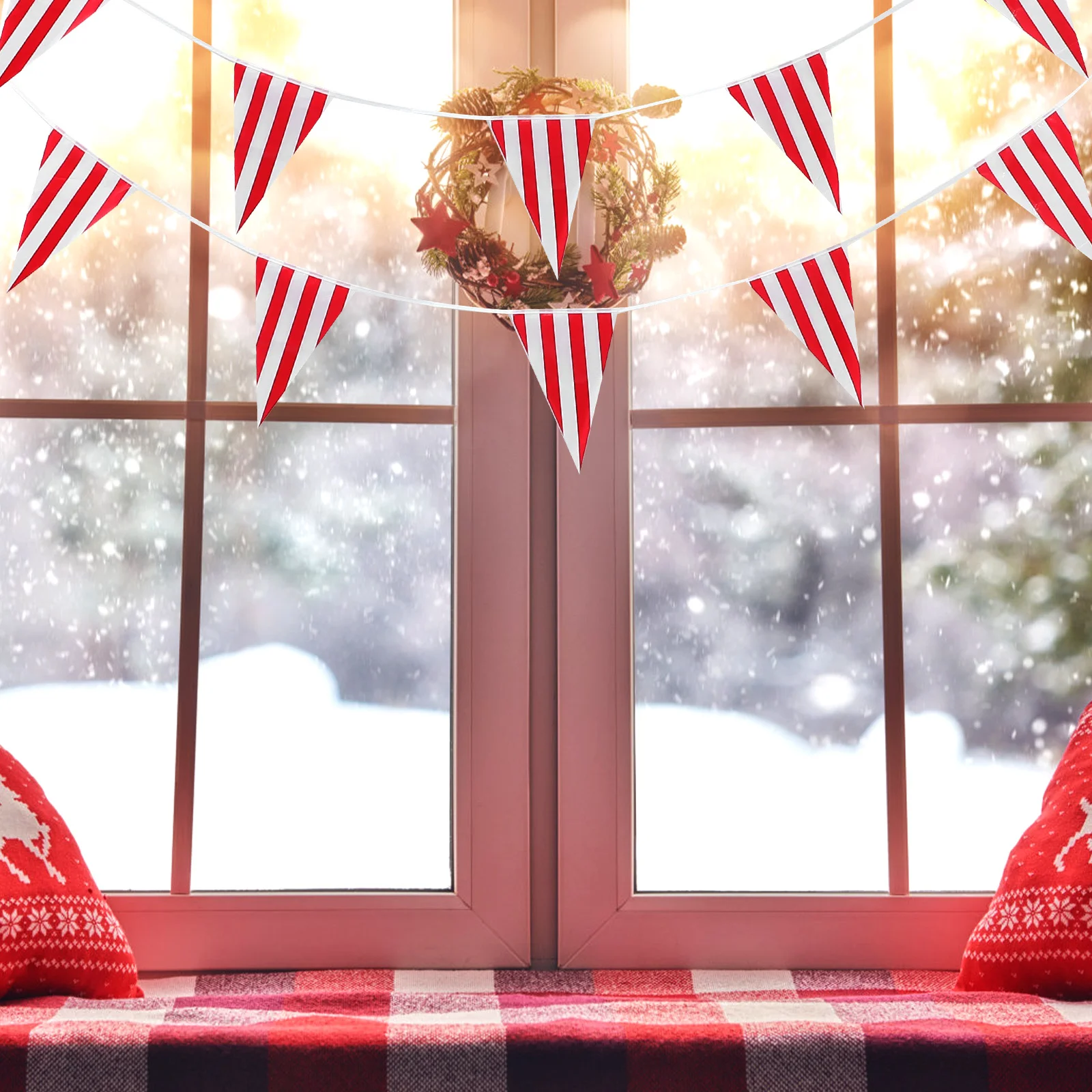 

1Set Durable Reusable Carnival Bunting Banner Striped Pennant Festival Party Supplies Carnival Bunting Banner Party String Flags