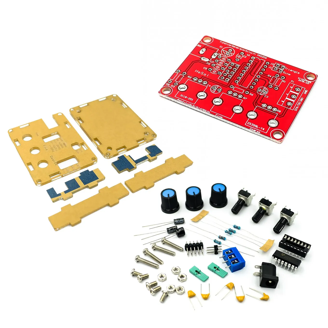 Function Signal Generator DIY Kit Sine/Triangle/Square Output 1Hz-1MHz Signal Generator Adjustable Frequency Amplitude XR2206