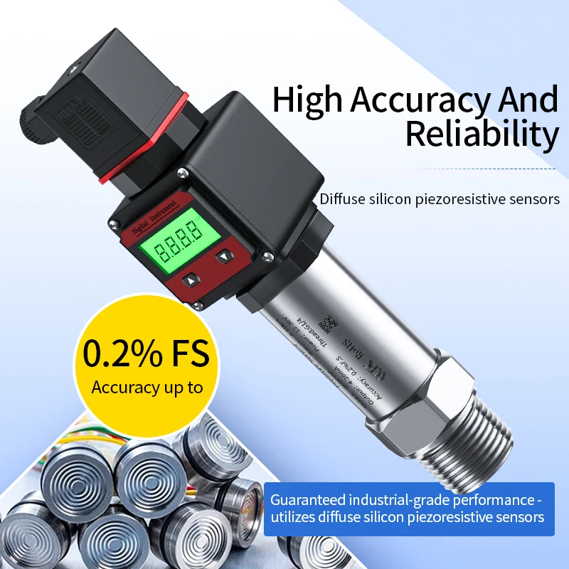 

LCD Pressure Transmitter 0-100Mpa 4-20MA DC 24V M20*1.5 Hirschmann Pressure Transmitter 0-10V 0-5V RS485 LCD Pressure Sensor