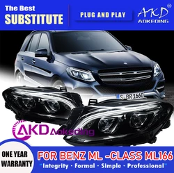 AKD Head Lamp for Benz ML -class ML166 LED Headlight 2012-2015 Headlights DRL Turn Signal High Beam Angel Eye Projector Lens