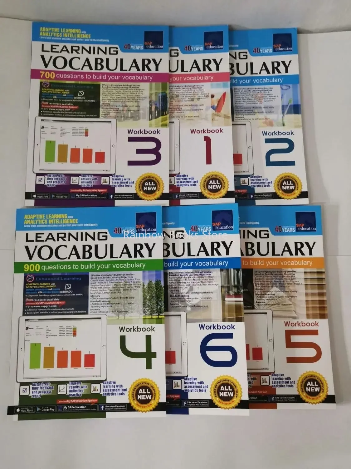 6 BooksLearning Vocabulary Books Grade 1-6 Singapore Vocabulary Workbook Primary School English Book for Students