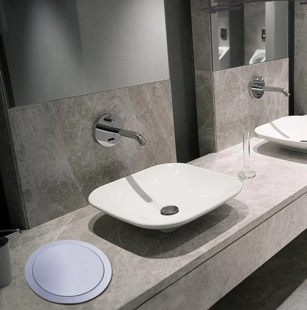 1Pc SUS304 Square Circular Countertop Mounted Trash Waste Chute Swing Cover Lid Open Top Grommet Kitchden Bath Countertop