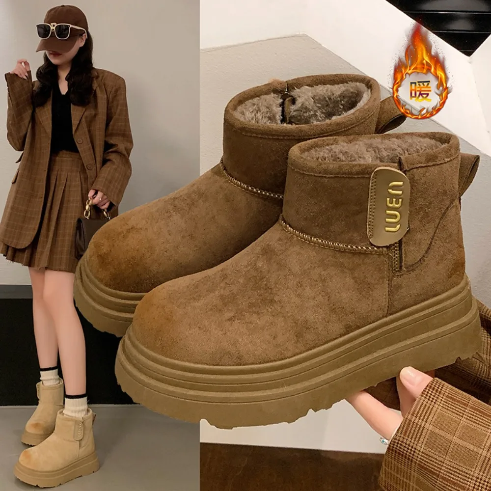 

Snow Boots, Women's Thick and Warm Padded Winter Boots with Thick Outsoles, Outdoor Short Boots with Elevated Heels