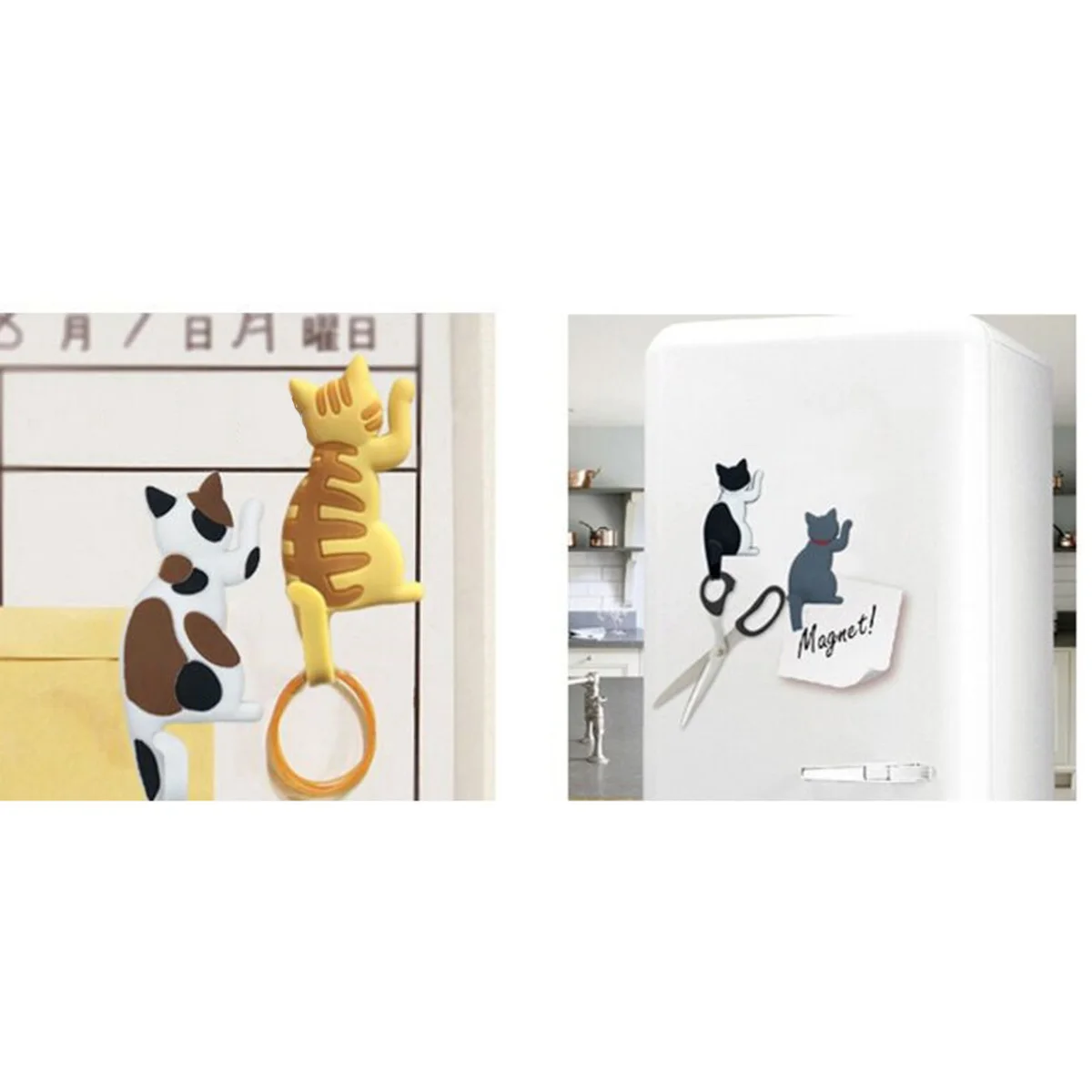 

3Pcs Magnetic Cat Hooks Cartoon Style Decorative Fridge Sticker Coat Hanger Storage Hook for Refrigerator Cabinet Whiteboard