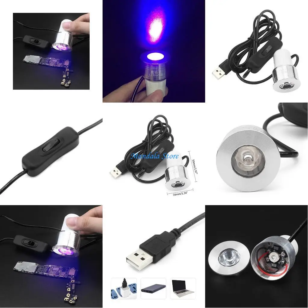 

U2JC Upgraded Mobile PCB Repair Tool LED UV Curing Lamp Light Light USB Powered with Switch 5W Portable