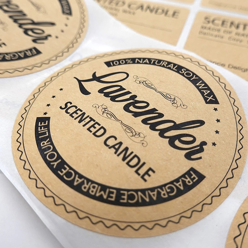 100PCS Customized White Paper Sticker Personalized Name LOGO Transparent Kraft Paper White Background Round Label Wedding Gift