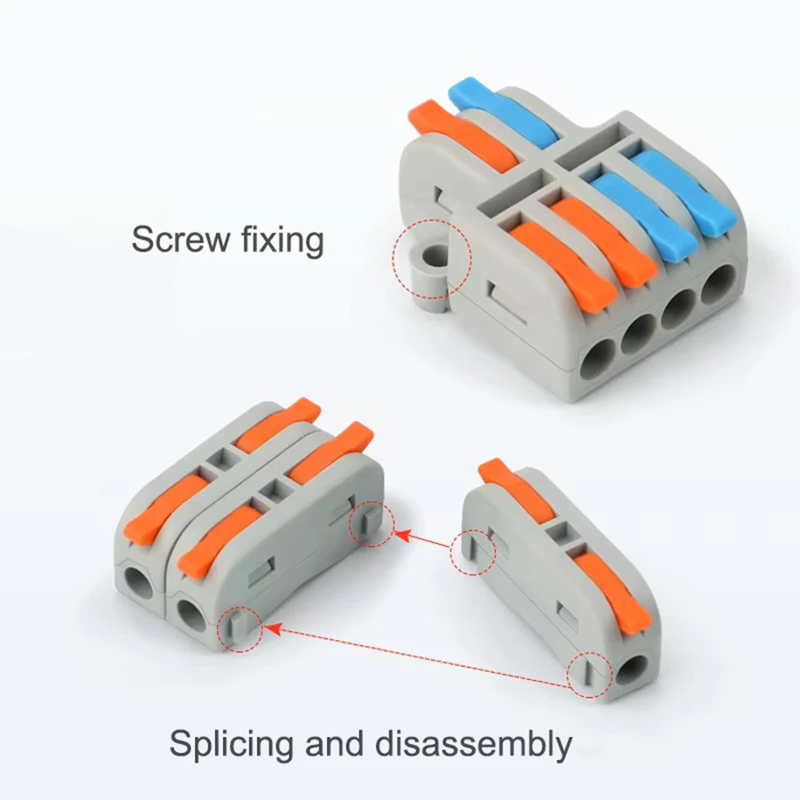 Universal Mini Fast Boxed Wire Connector Compact Lamp Wiring Cable Push-in Conductor Terminal Block for  Wiring - Splitter