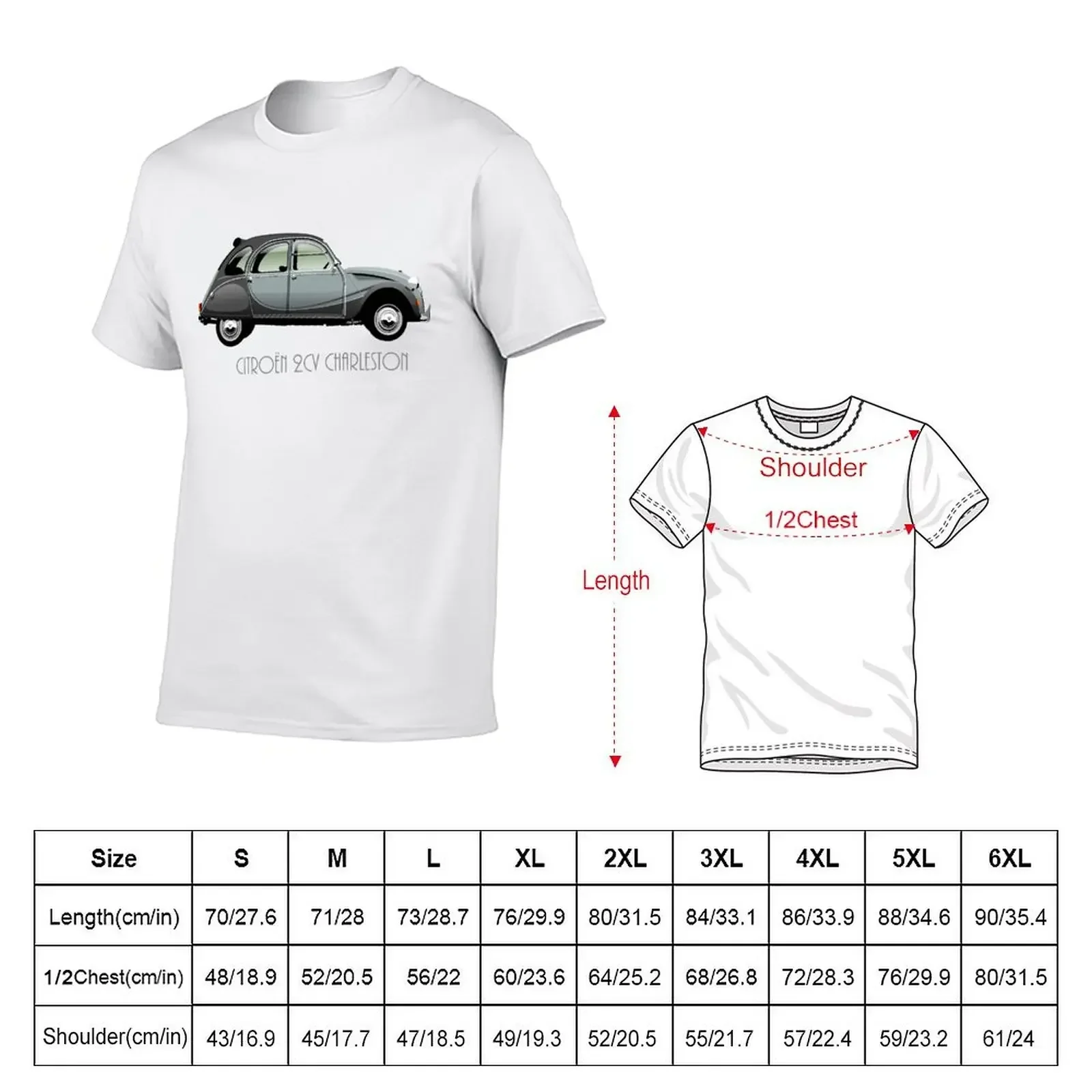 Citro?n 2CV Charleston grey T-Shirt graphic t shirts cotton graphic tees anime tshirt mens graphic t-shirts big and tall