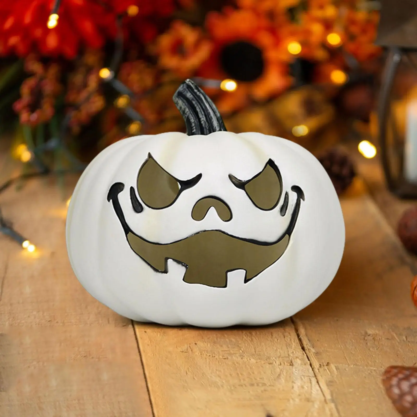 Halloween Pumpkin Lantern Tabletop Ornament Light up Pumpkin Figurine for Haunted House Harvest Thanksgiving Holiday Home Decor