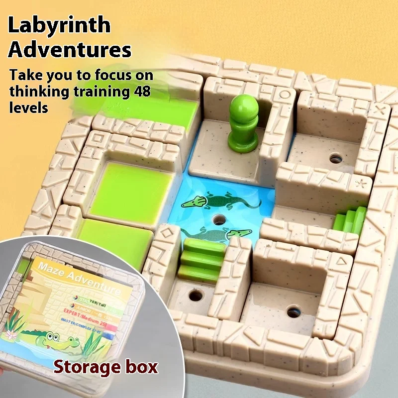 Maze Adventure Tabletop Game, Spatial logic Crocodile Hu Rong Dao, Puzzle-Solving Game, Space Logic, Children's Toy, Gift
