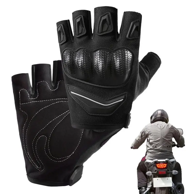 Non slip Motocross Racing Fingerless Gloves Summer Half Finger Motorcycle Gloves Hard Shell Protective Dirt Bike Riding Glove