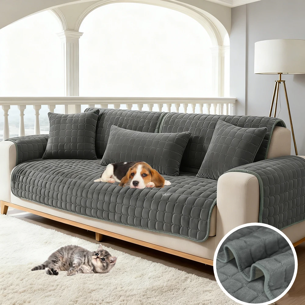 Samt-Sofabezug, universeller Plüsch-Sofahandtuchbezug, rutschfeste Couch-Schonbezüge, Sofa-Matte für Wohnzimmer, Möbelschutz