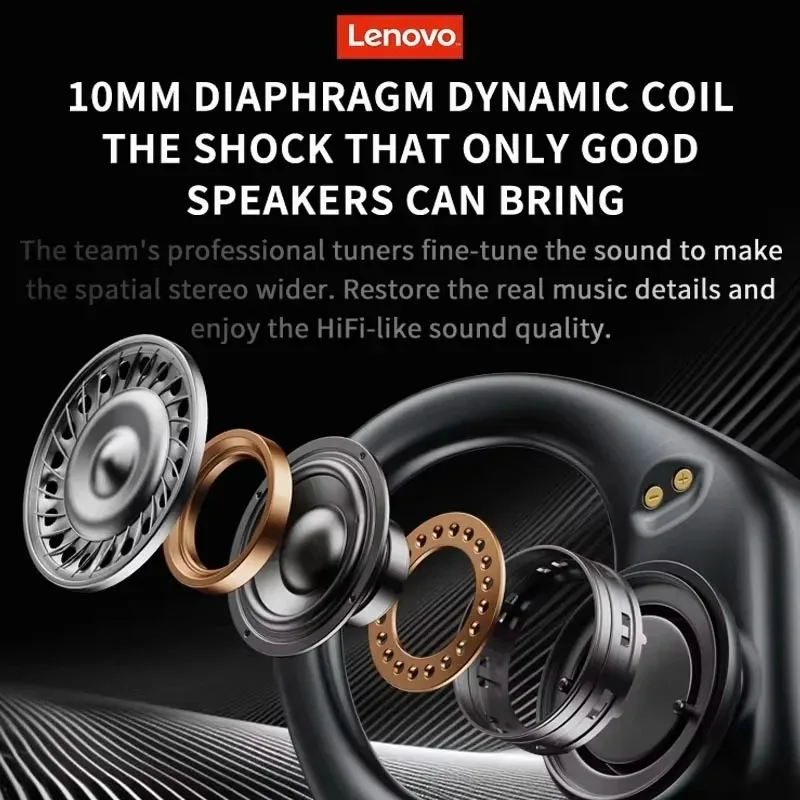 100% Lenovo oficial Thinkplus XT80 auriculares inalámbricos estéreo HiFi 100h batería de larga duración Bluetooth 5,3 auriculares para juegos