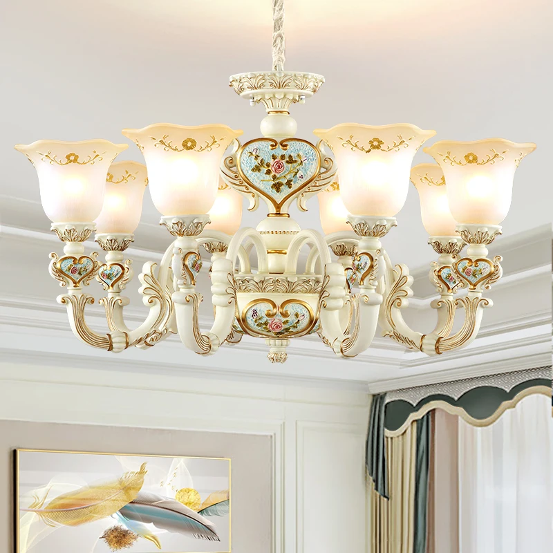 

European Style Chandelier Living Room Atmospheric Luxury Villa Hall Garden Simple Bedroom Dining Room Simple European Resin Lamp