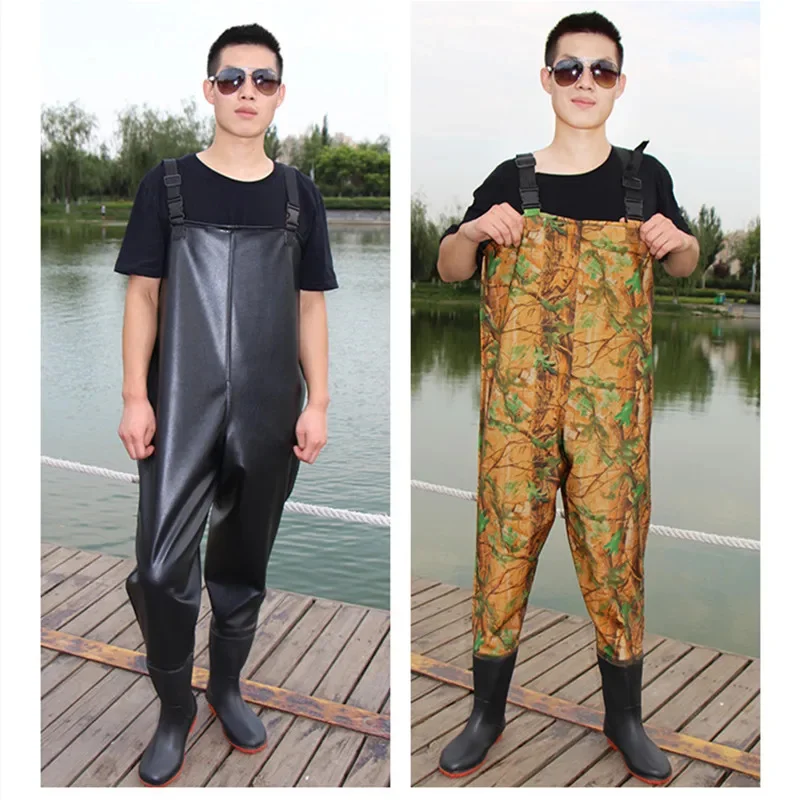 

Men Women's Breathable Fishing Waterproof Pants Thick Camo Wading Shoes Anti-Wear Longs Non-slip Boots Overalls Outdoor Breed