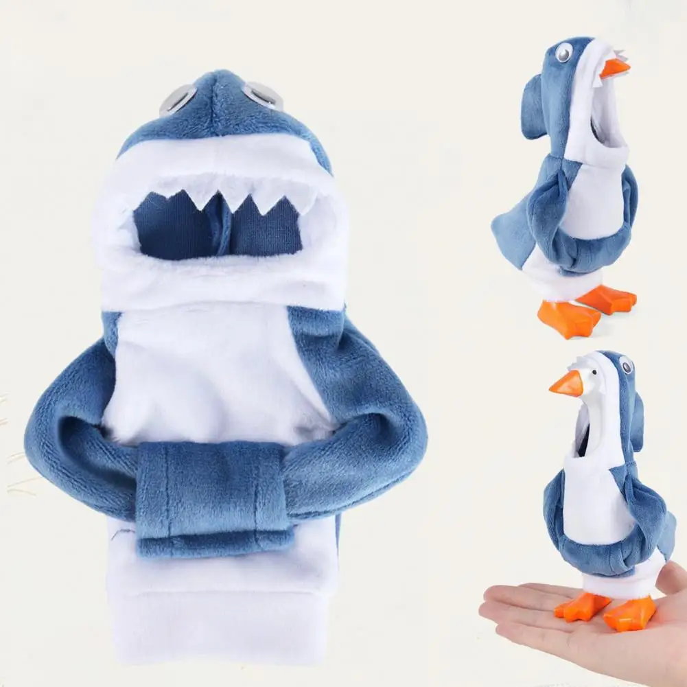 Conjunto de ropa para pato de escritorio, atuendo para figura de pato, conjunto de sudadera con capucha de felpa para pato de escritorio, disfraces de mini tiburón, vaca y conejo, de 7 pulgadas para decoración de escritorio