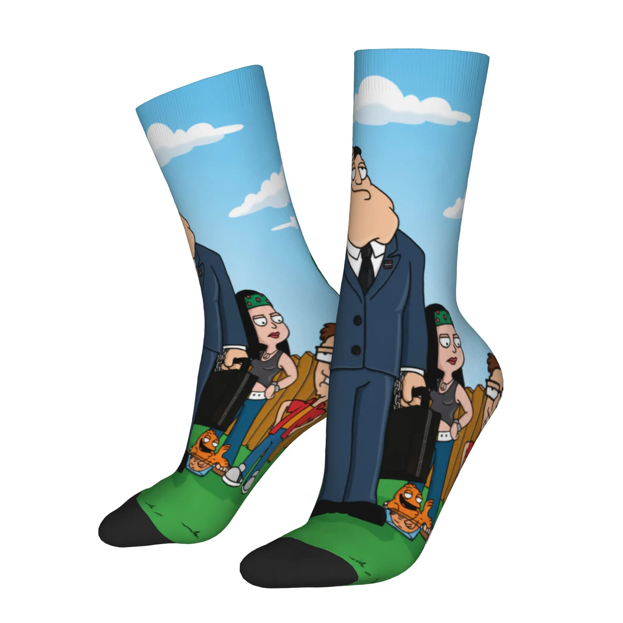 Americans Dads cartoon Design Socks Merch for Men Cozy Dress Socks