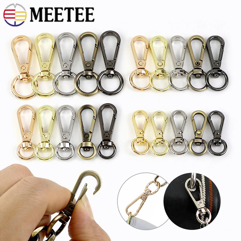 

8-13mm 10Pcs Metal Buckles for Bag Straps Swivel Lobster Clasps Handbag Keychain Carabiner Dog Collar Snap Hooks DIY Accessories