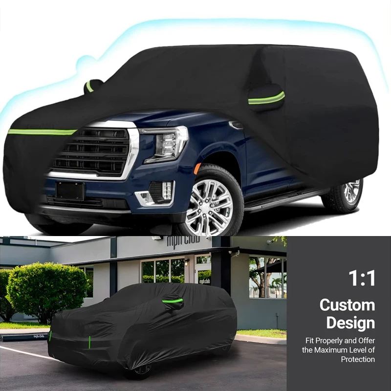 

Car Covers For 2007-2024 Chevrolet Tahoe Heavy Duty Waterproof Sun Rain UV Dust Snow Protection Outdoor Cover with Zipper Door