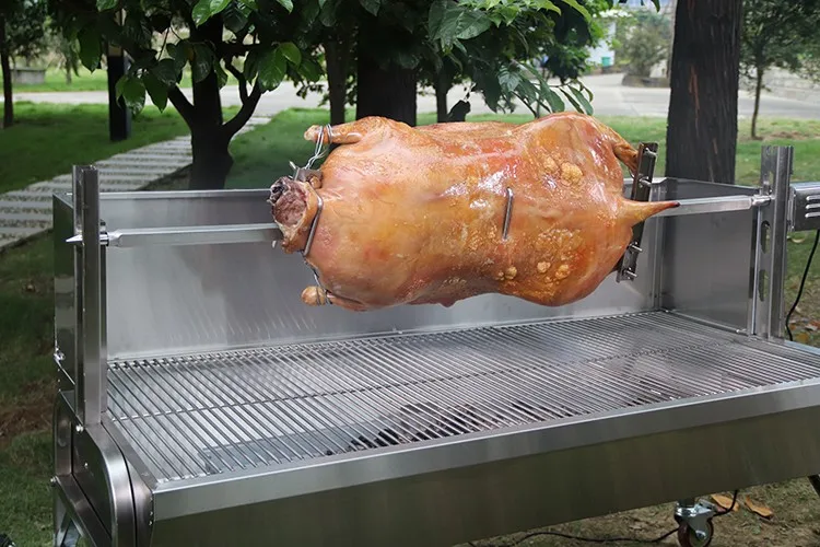 Electric Motor Large Heavy Duty Charcoal Bbq Grill Whole Pig Lamb Spit Rotisserie Sliver Ceramic Grill Grill Chicken Price 45KG