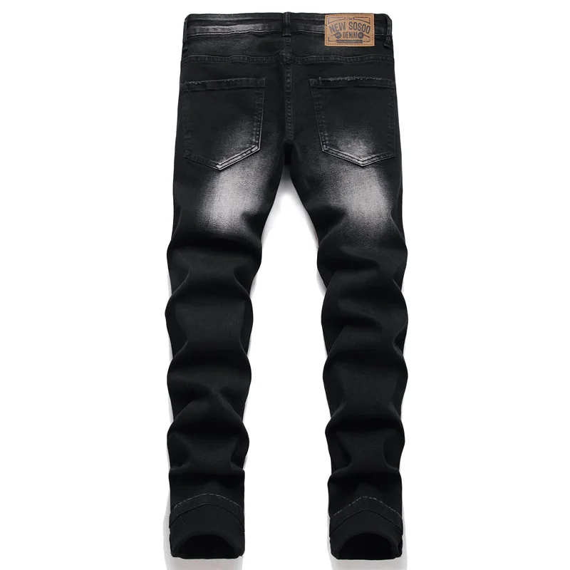 2023 New Colorful Patch Jeans Men Black Denim Pant Slim Fit Streetwear Hip Hop Fashion Designer Jeans Denim Men Dropshipping