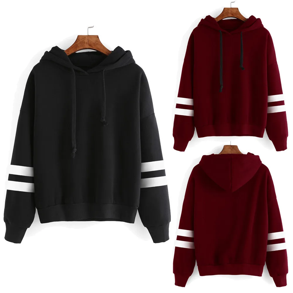 

Men's Autumn Winter New Style eBaywish Best Selling Hooded Loose Long Sleeve Striped Sweatshirt Casual Comfortable Polyester ...