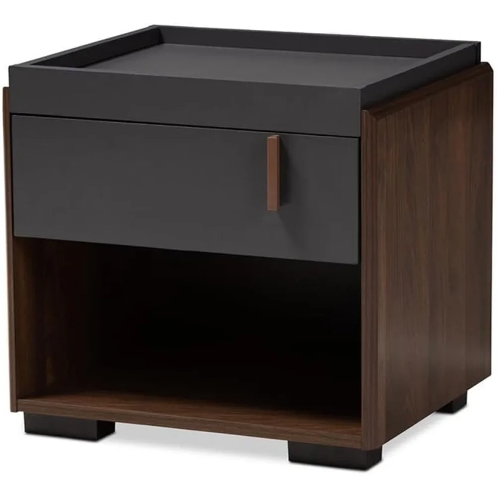 

Modern and Contemporary Two-Tone Gray and Walnut Finished Wood 1-Drawer Nightstand