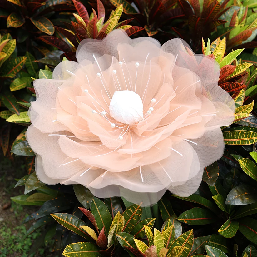 Riesige Organza-Rosen Künstliche Blumen für Hochzeitsdekoration, Straßenbegleitung, Gaze-Blumen für Outdoor-Partys, Event-Dekoration, Schaufenster-Layout, Pfingstrosen – Detail 3