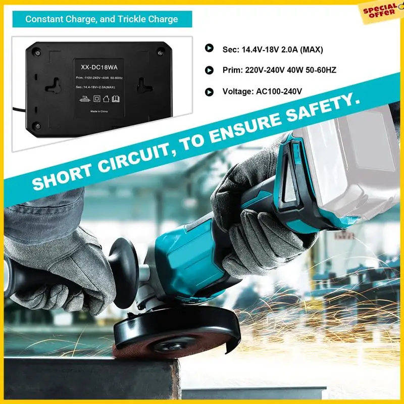

A25P 14,4-18 В Зарядное устройство DC18WA для Maktec DC18SG DC1851 BL1813G BL1415G BL1815G BL1413G UH522D UM167D UR180D-вилка стандарта США