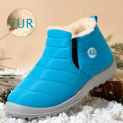 Stivali invernali per bambini scarpe in cotone antiscivolo in peluche scarpe per bambini carine impermeabili stivali da neve per bambini in pelliccia calda