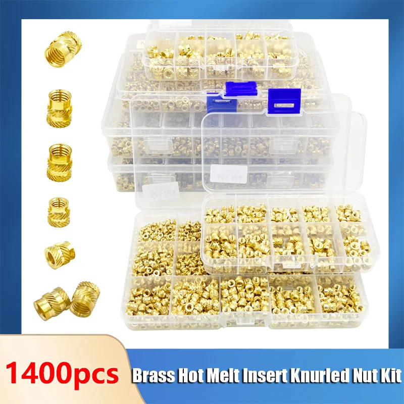 Brass Heat Insert Nuts M2 M2.5 M3 M4 M5 M6 M8 Thread Hot Melt Heat Injection Molding Embedment Copper Nut Nutinsert 3D Print Kit