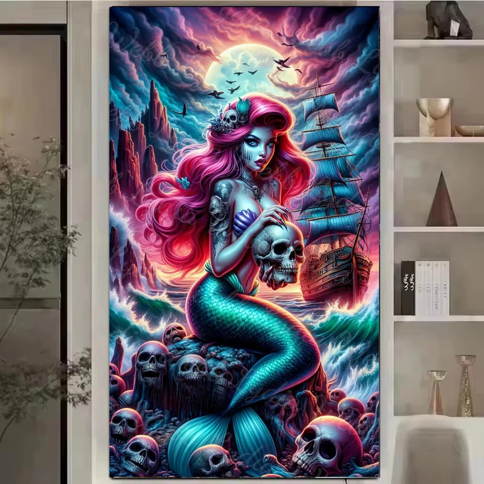 

Large Size Pirate Ship Mermaid Skeleton Pile DIY 5D Diamond Painting New 2026 Full Mosaic Diamond Art Embroidery Sale Decor Gift