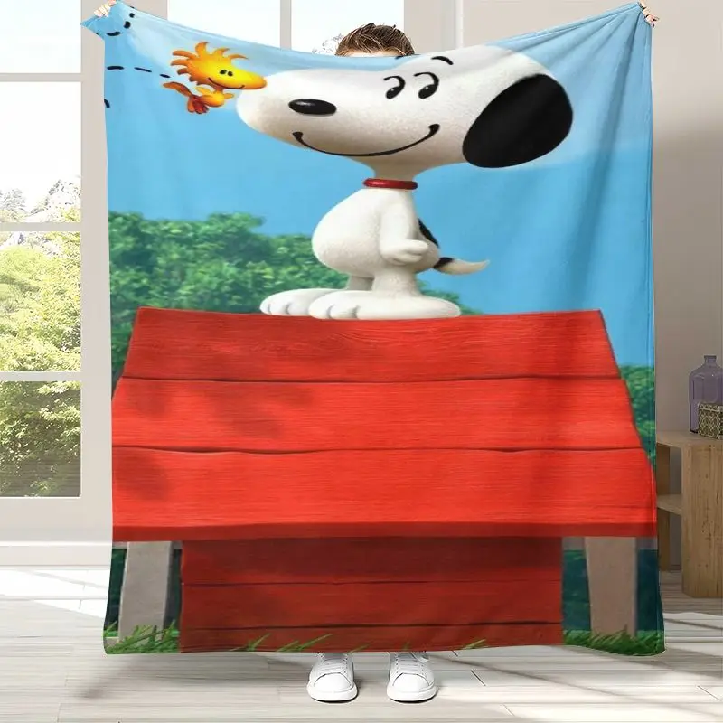 Kawaii S-Snoopys Dog Cartoon Soft Flannel Throw Blanket,Cozy Warm Blanket for Bed,Sofa,Living Room,Picnic,Home Decor,Gift